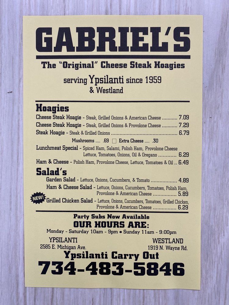 Ypsilanti Gabriel's Cheese Steak Hoagies Menu - Image 5