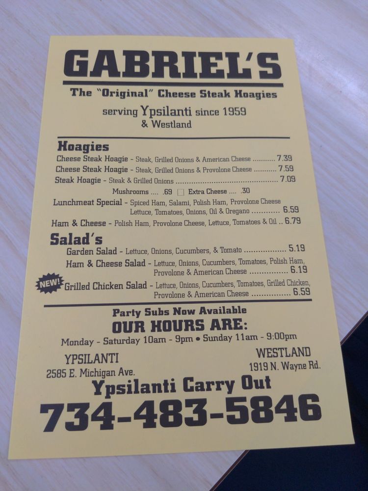 Ypsilanti Gabriel's Cheese Steak Hoagies Menu - Image 7